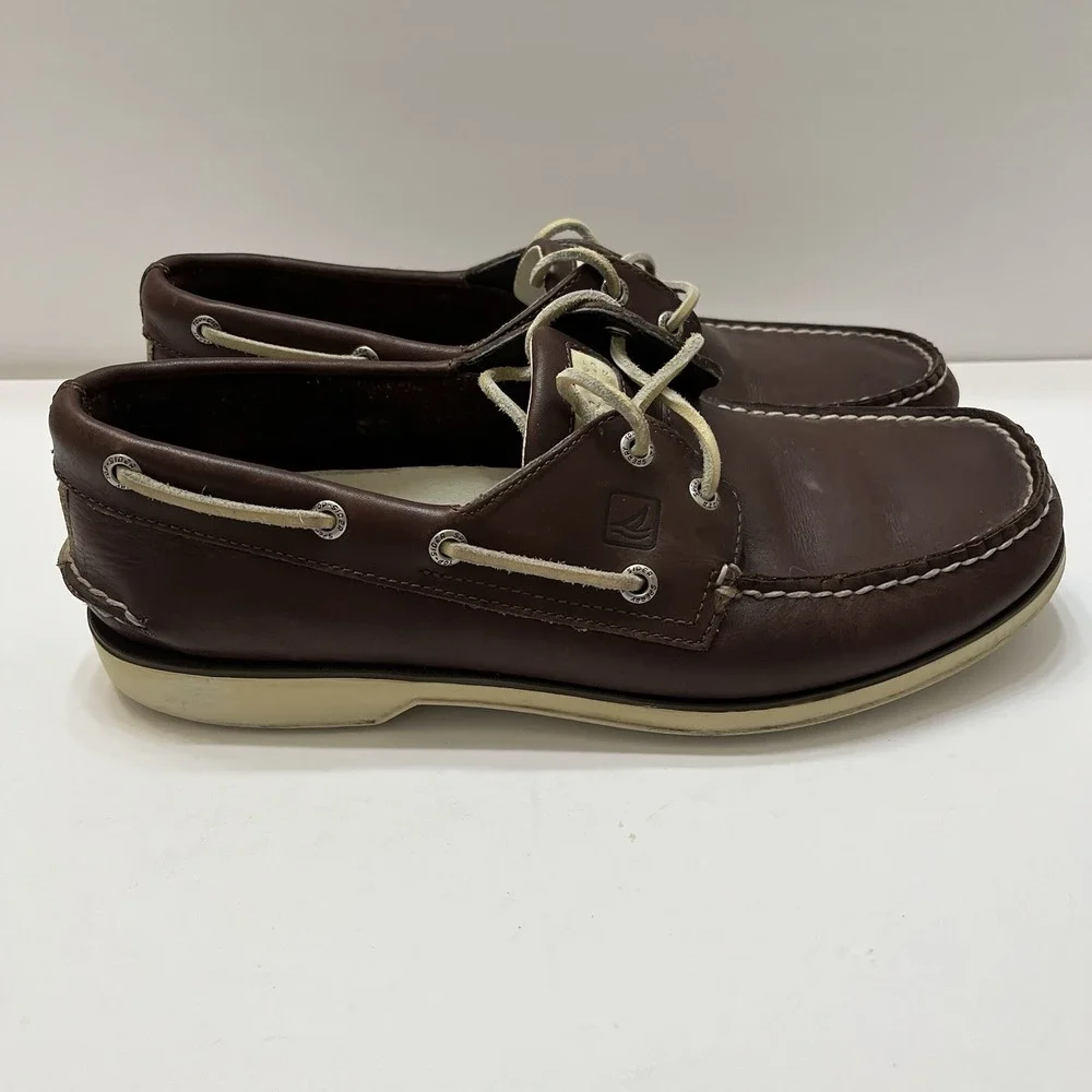 Sperry Authentic Original Two-Eye Leather Boat Shoes Dark Brown Men's 10 Classic